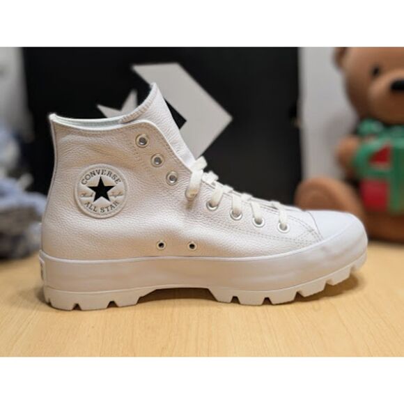 Converse Chuck Taylor All Star Lugged White Leather High Top Shoes Womens 11 NIB - Picture 9 of 15